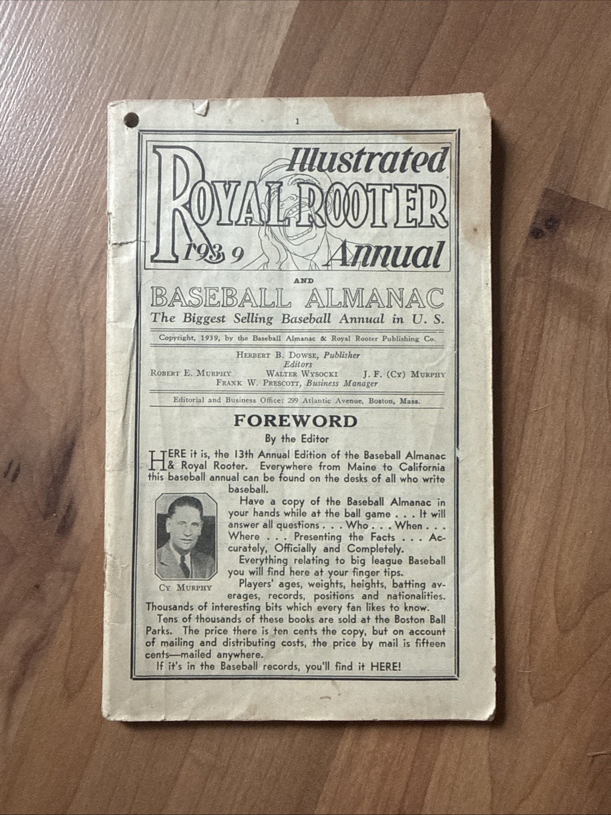 1939 Royal Rooter Annual & Baseball Almanac Boston Pre-WWII Vintage Ephemera