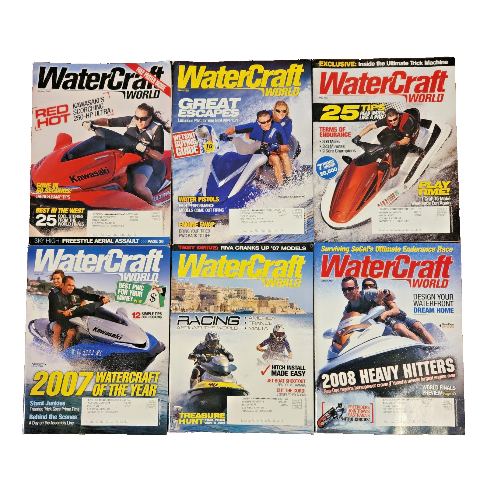 Watercraft World Magazine Lot 6 2007 PWC Sea Doo WaveRunner Kawasaki Jet Ski