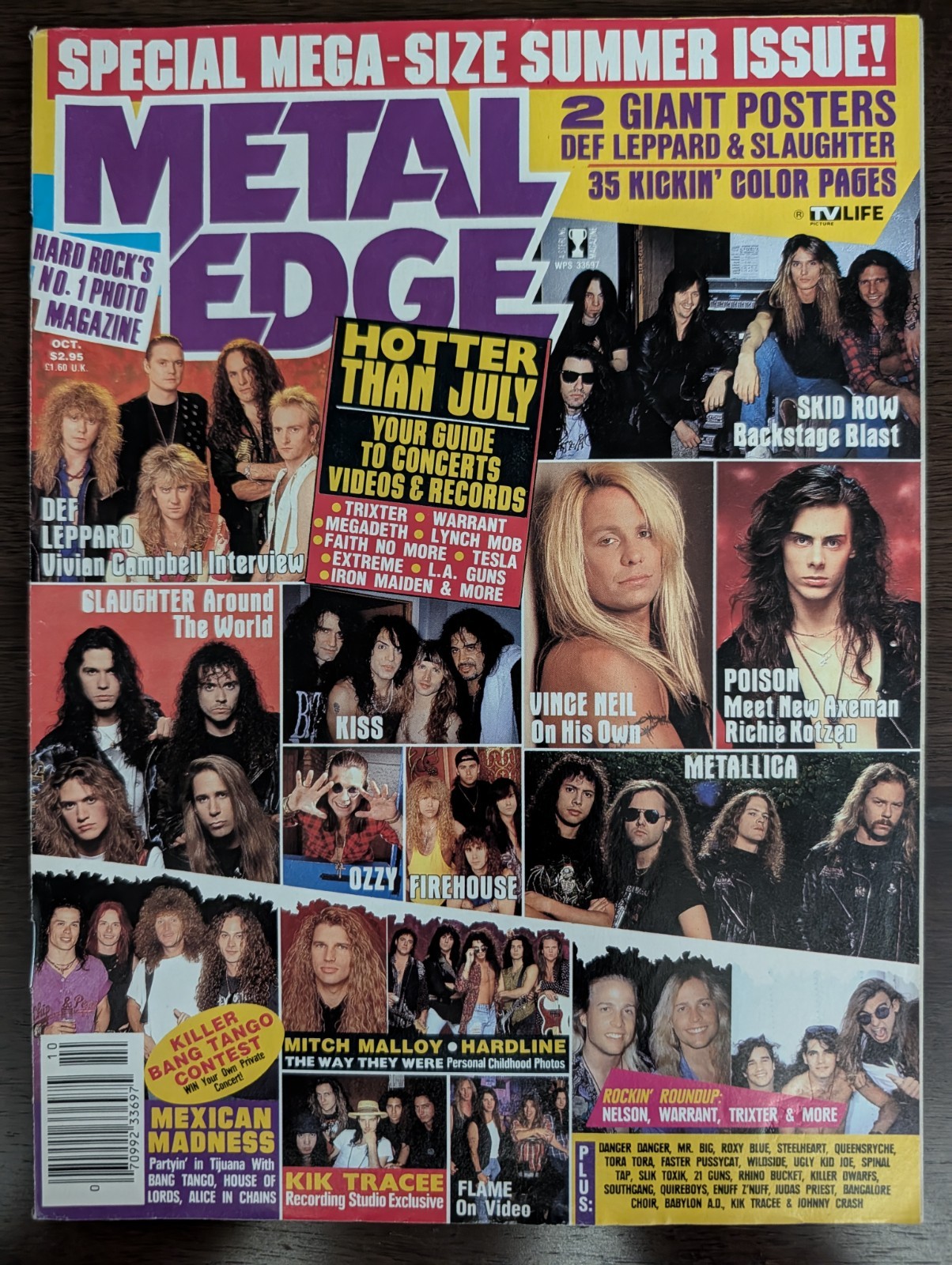 Metal Edge Magazine October 1992 KISS Slaughter Mitch Malloy Danger Danger Flame