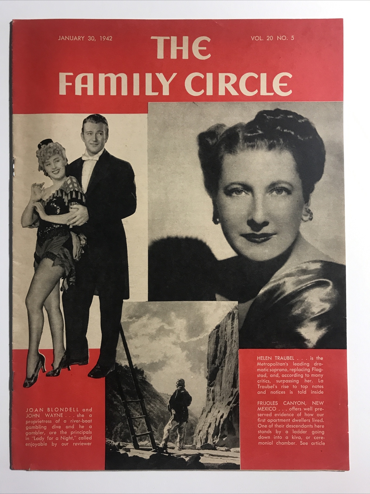 Family Circle Magazine 1942 John Wayne Joan Blondell Helen Traubel Cover Nice!