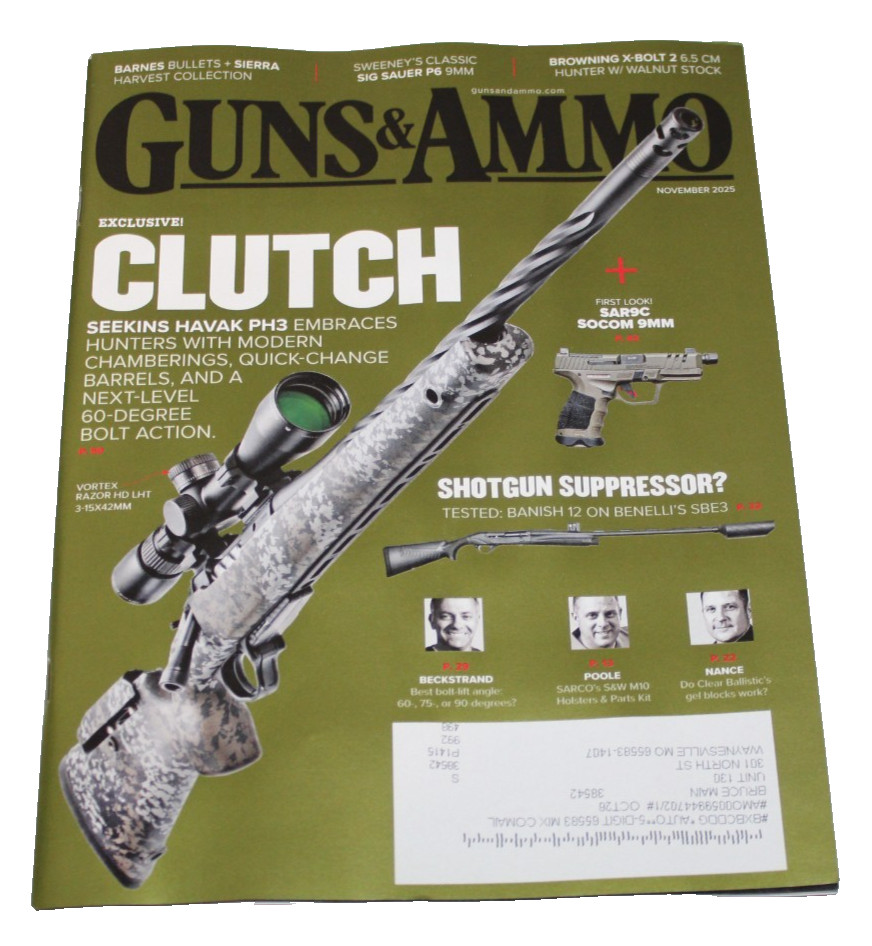 Guns & Ammo Magazine November 2025 Shotgun Suppressor Browning Seekins Havak PH3
