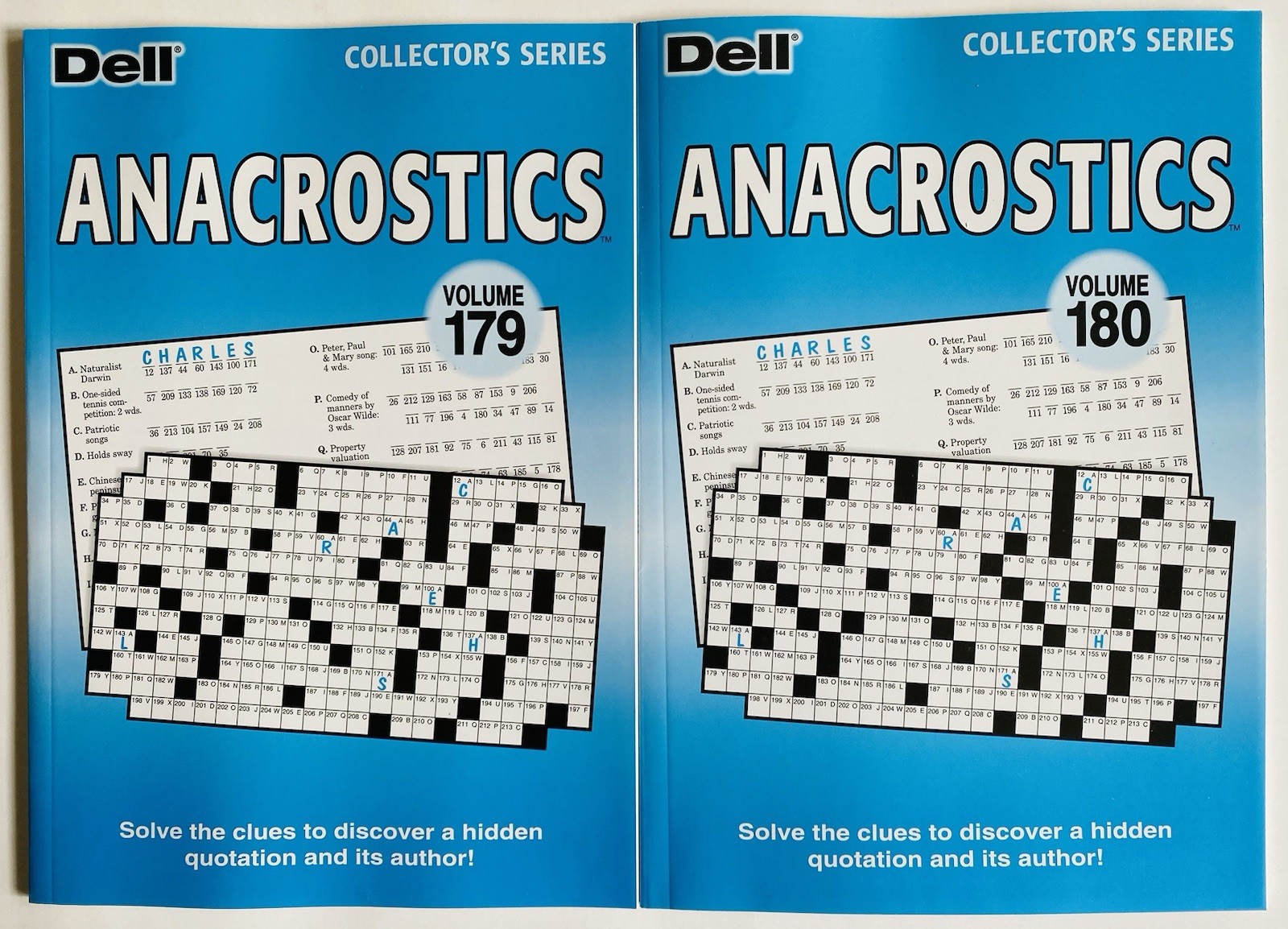Lot of 2 ANACROSTICS Penny Press DELL Selected Puzzle Variety quotation letter