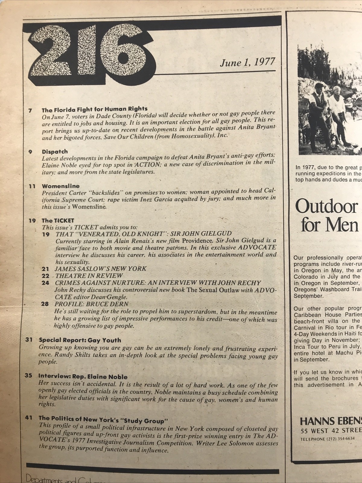 ADVOCATE newspaper magazine #216 June 1, 1977 Gay LGBTQ+ Articles Ads VTG