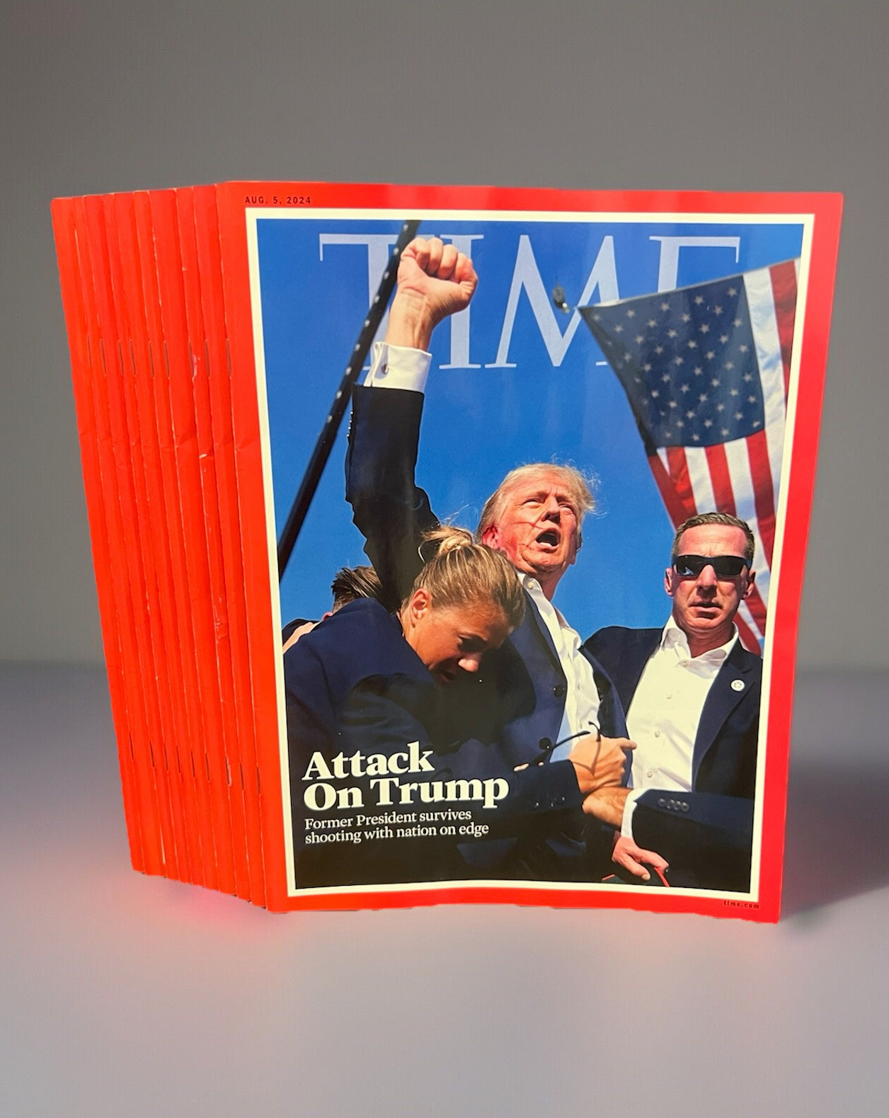 🔥Trump Assassination🔥TIME Magazine Aug 8 2024⭐No UPC Bgd+Brd Collectors Issue⭐