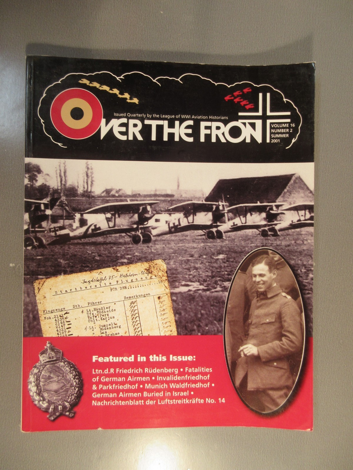 Over the Front Vol 16 No 2 Summer 2001 World War One Aviation History