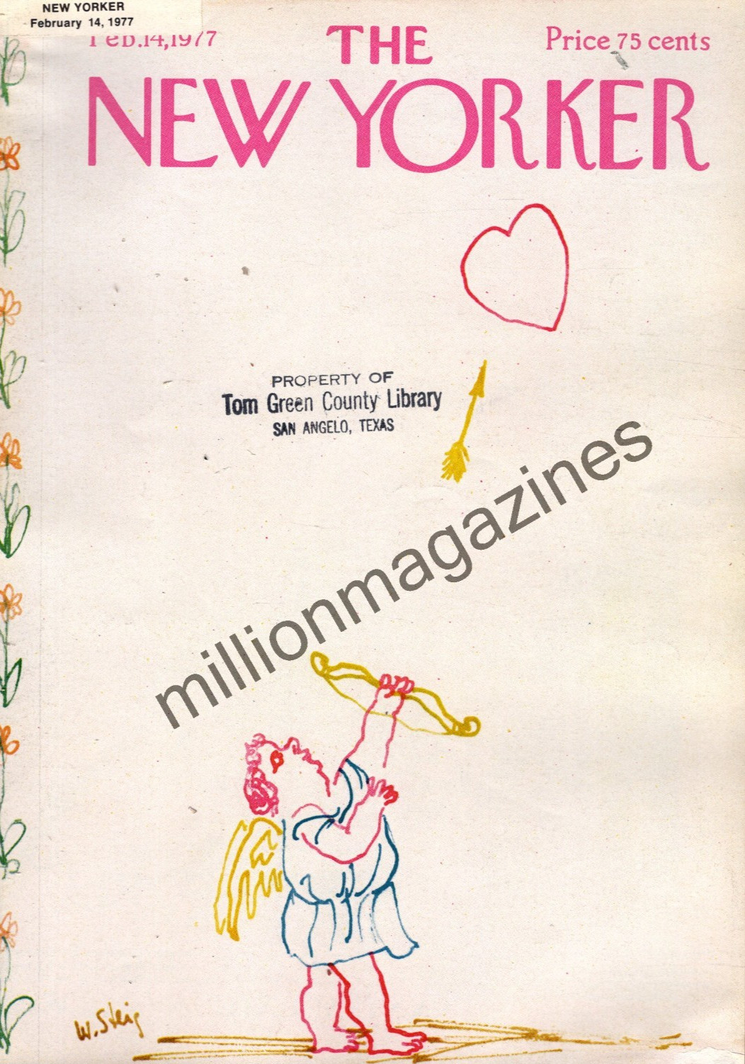1977 New Yorker February 14 – Fat cupid for Valentine’s Day – Steig – Rare