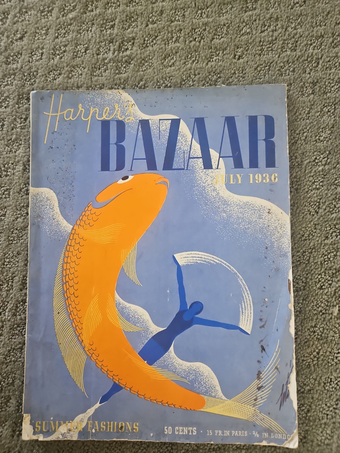 Harper’s Bazaar July 1936 Summer Fashions Erté Cover Vintage Fashion Magazine Qu