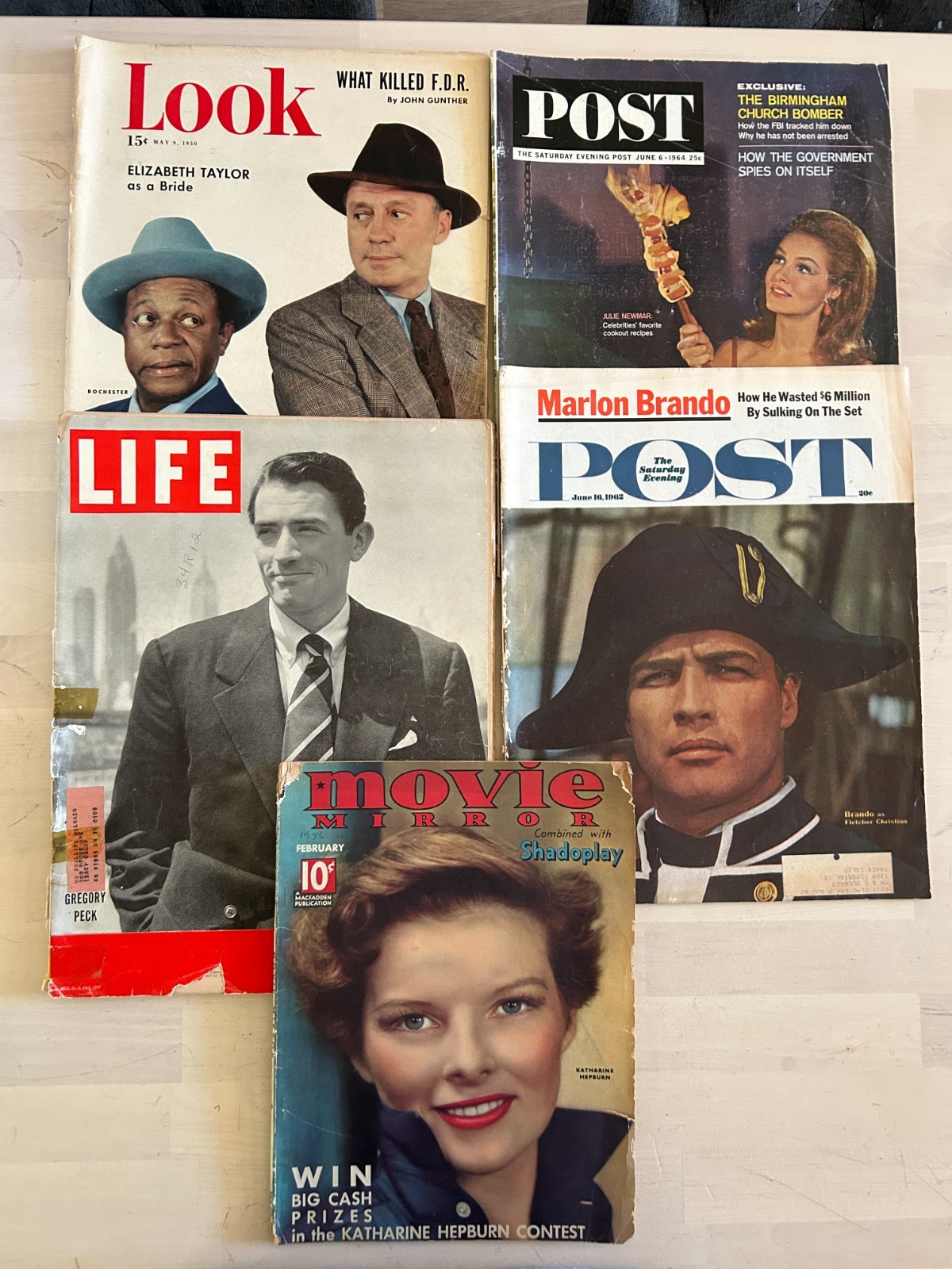 Hollywood Magazine Lot 1936 – 1964 Brando Gregory Peck Hepburn Taylor vintage