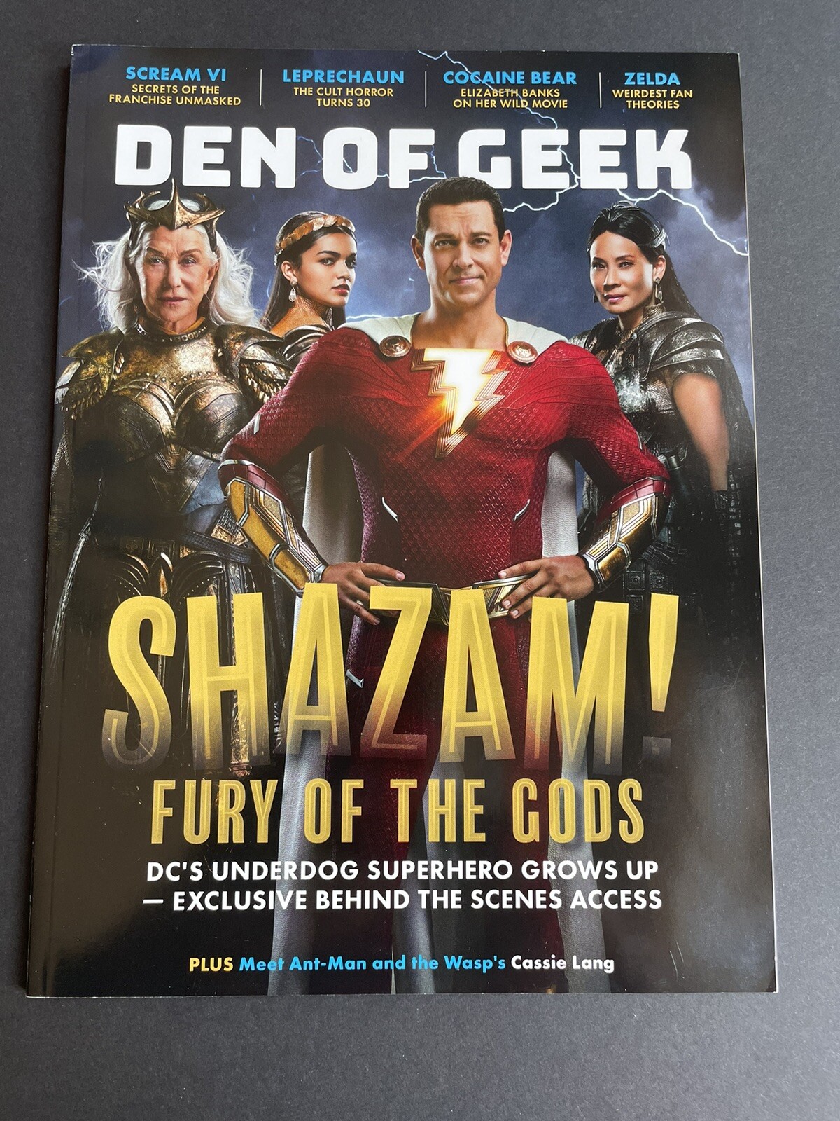 Den of Geek Magazine Spring 2023 SHAZAM Scream VI Zelda Levi Mirren Zegler Liu