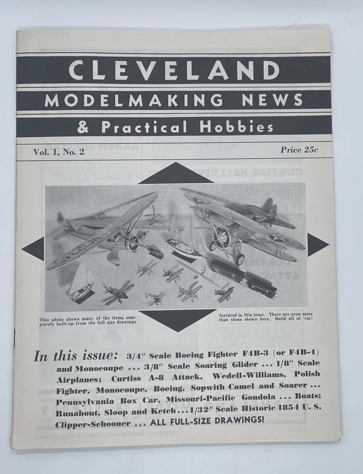 Vintage 1930s Cleveland Model Making News Volume 1 Number 2 W/Blueprint