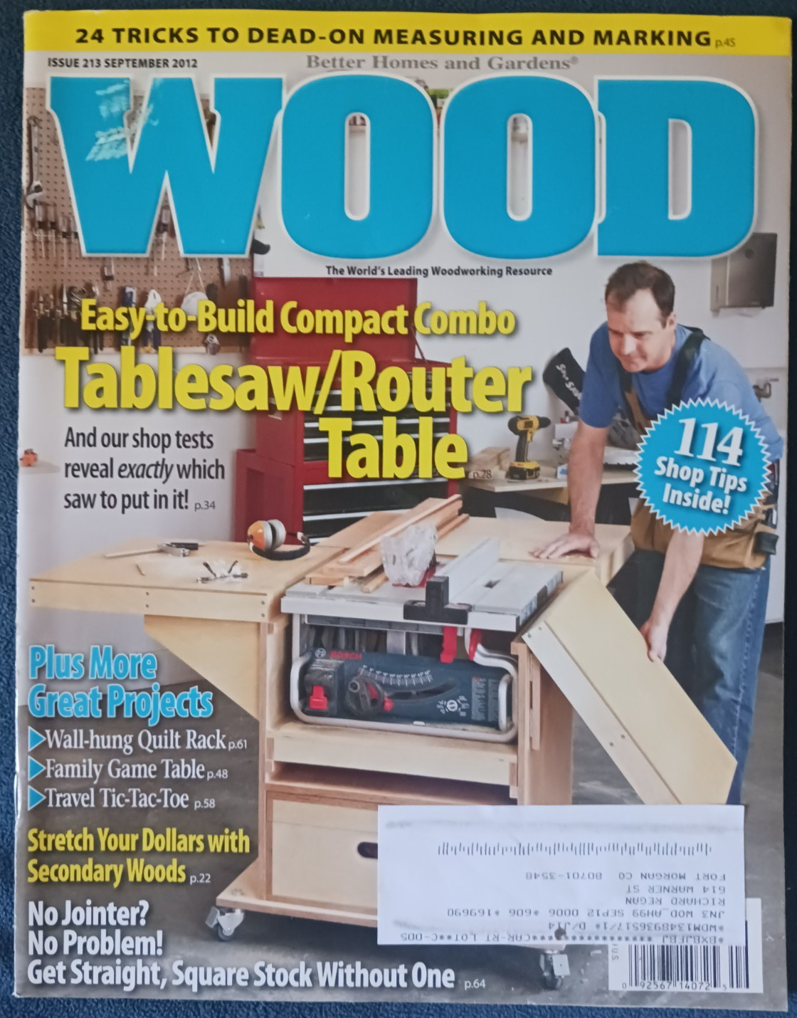 Wood Magazine – September 2012 Issue – Compact Combo Tablesaw/Router Table