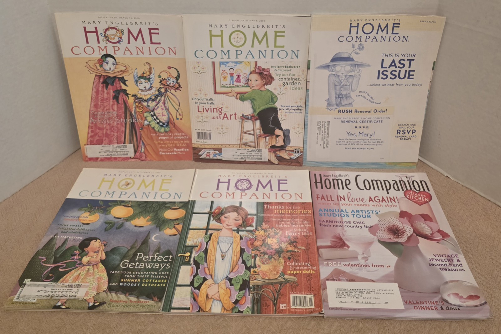 Mary Engelbreit Home Companion Magazine Lot of 6 [ Feb ’00 – Mar ’06]
