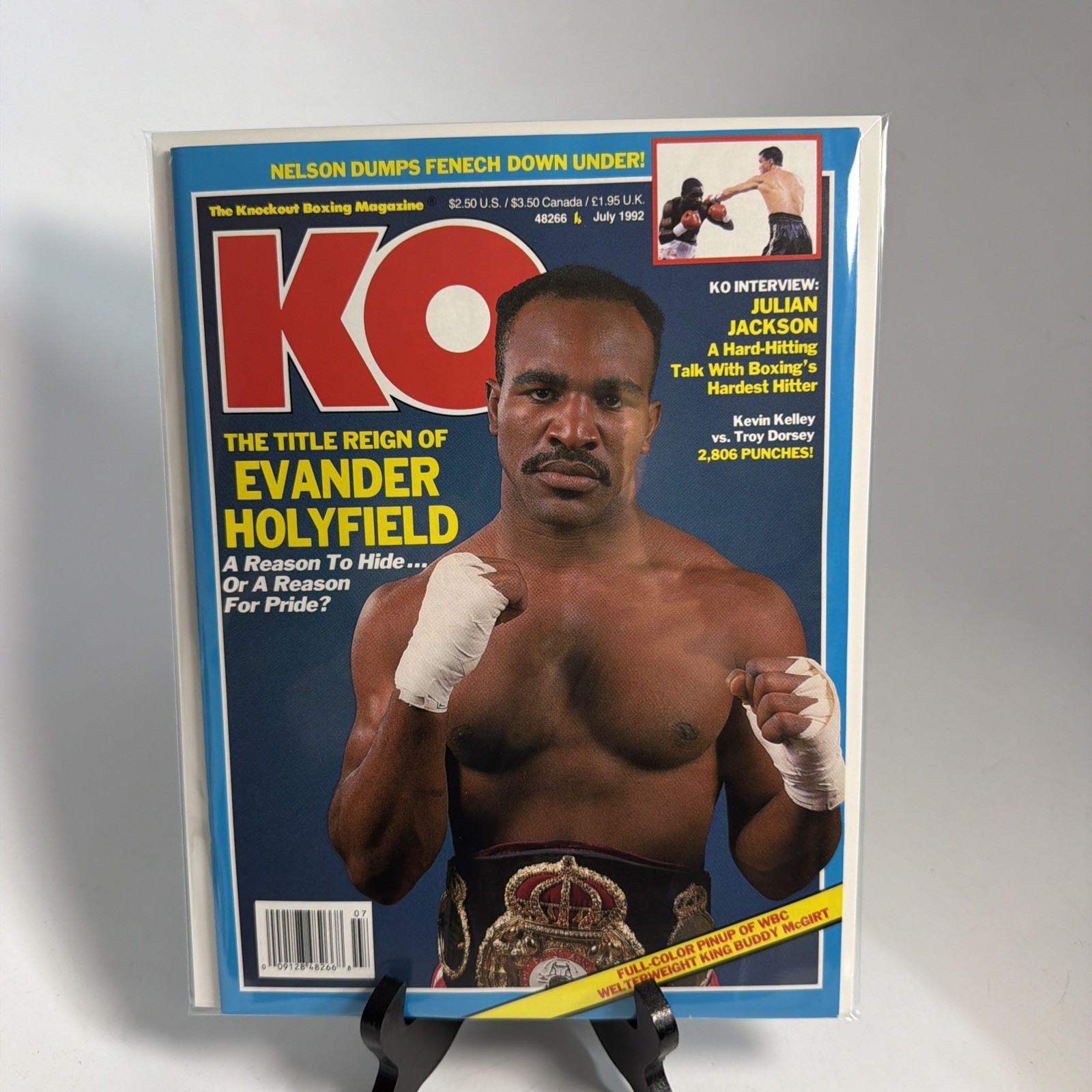 KO Boxing Magazine July 1992 Evander Holyfield Cover w Pinup NM Issue