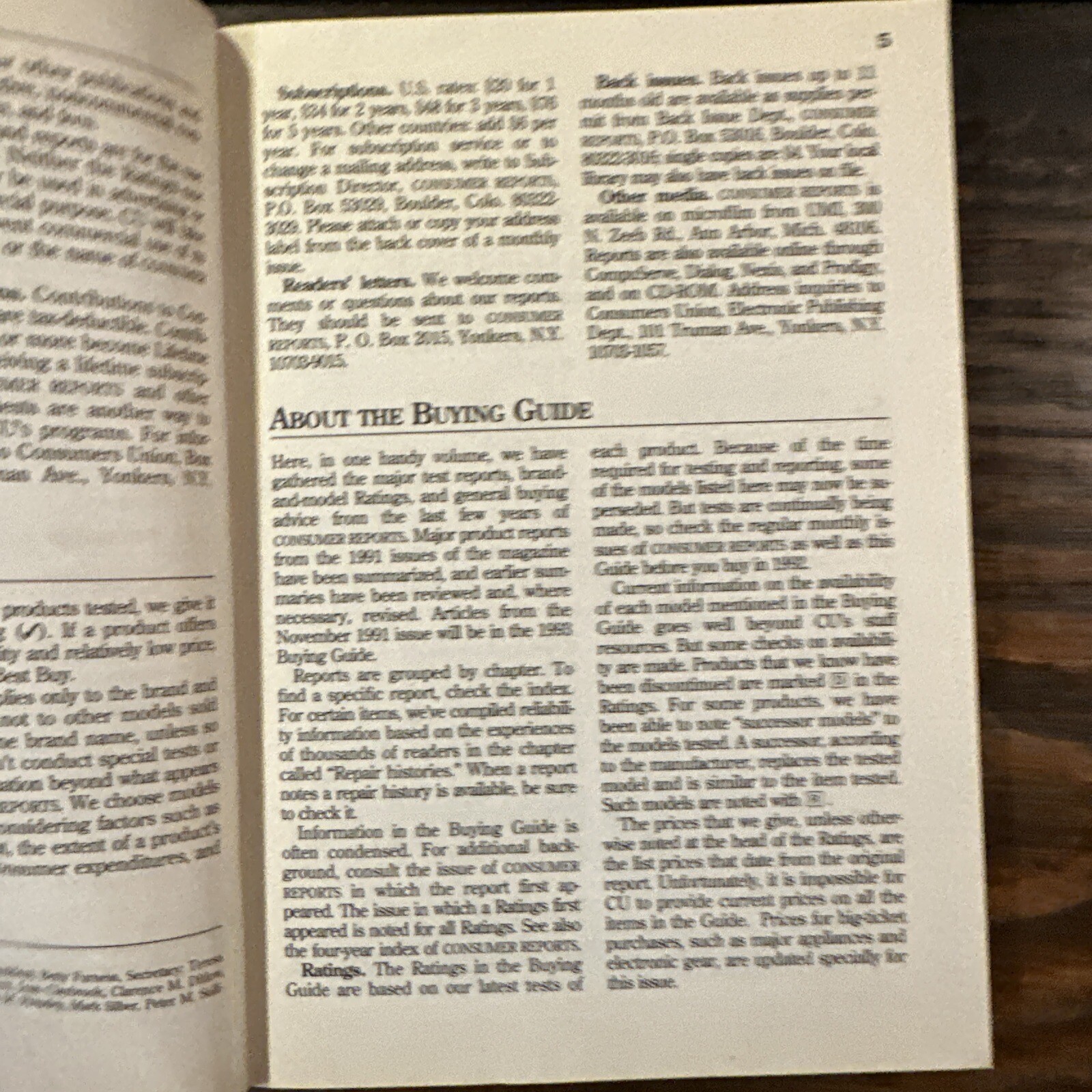 Consumer Reports Buying Guide Vintage 1992