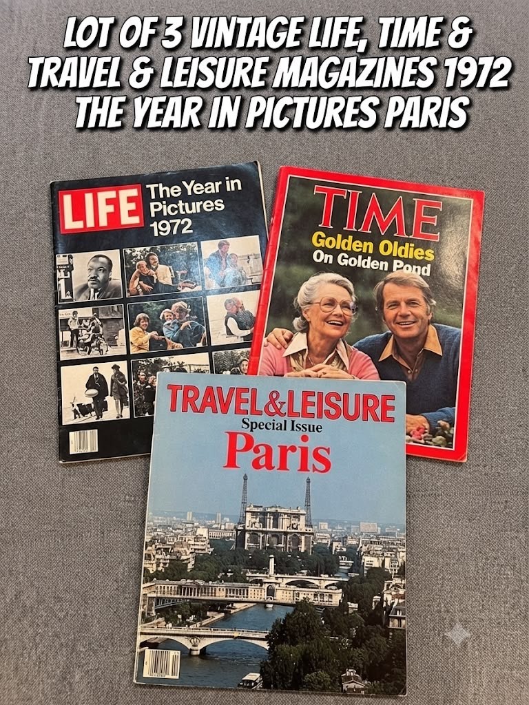 Lot of 3 Vintage Magazines Life 1972 Paris Travel & Leisure Time Golden Pond