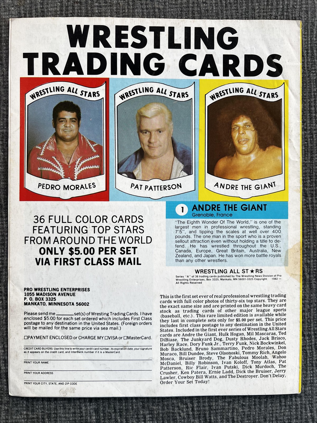Major League Wrestling Souvenir Program 1982 WWF Greg Valentine Magazine 144