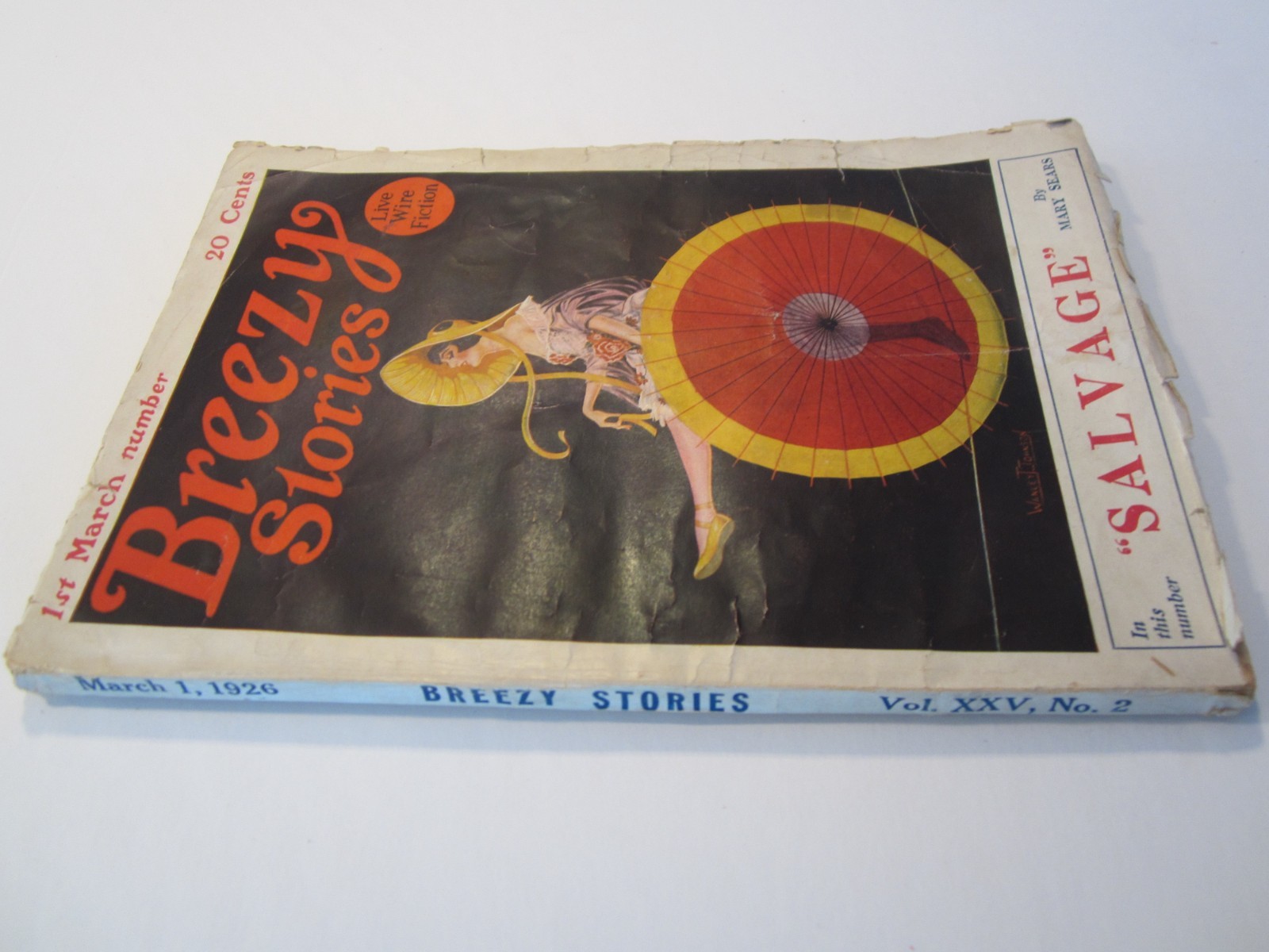 Breezy Stories Pulp March 1st, 1926 VG Johnson Cover Art!