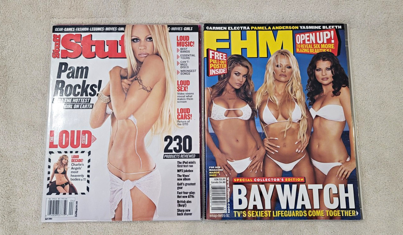 Lot Of 2 Stuff And FHM Magazine Pamela Anderson Covers Pam Rocks And Baywatch