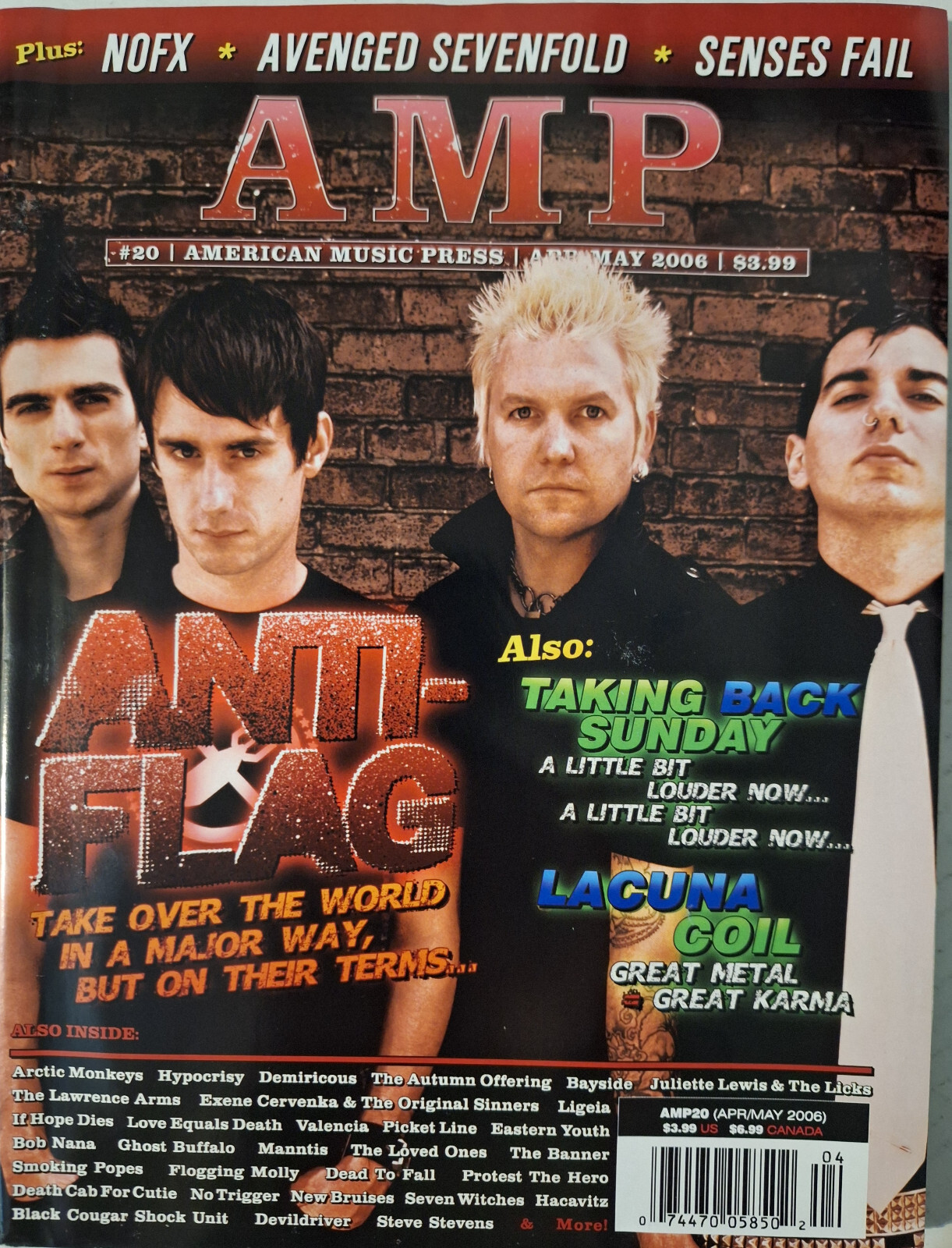 AMP Magazine #20 (2006) Anti-Flag/Avenged Sevenfold/Lacuna Coil/Death Cab Cutie