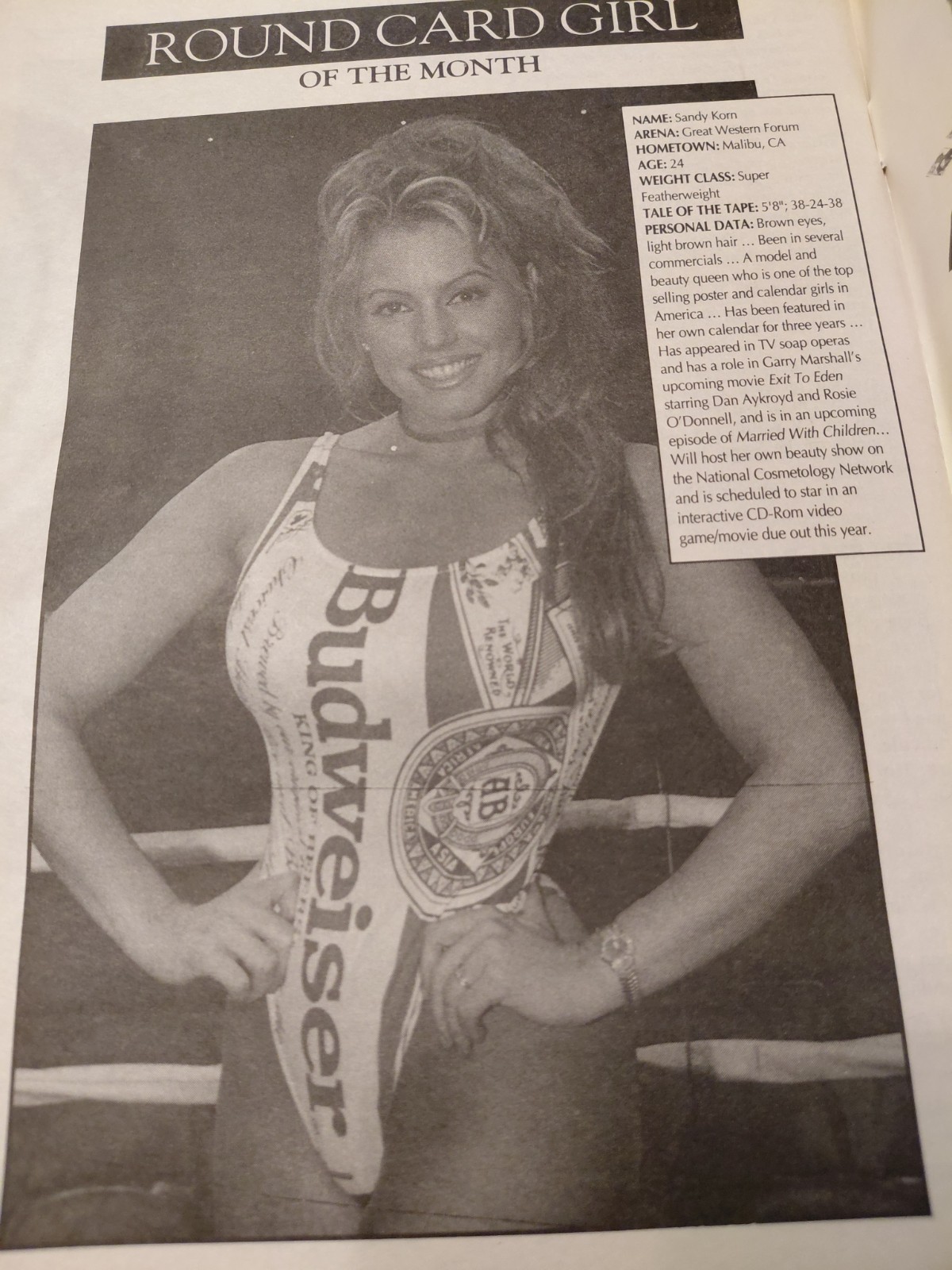 Sandy Korn Ring Card Girl In Boxing Magazine