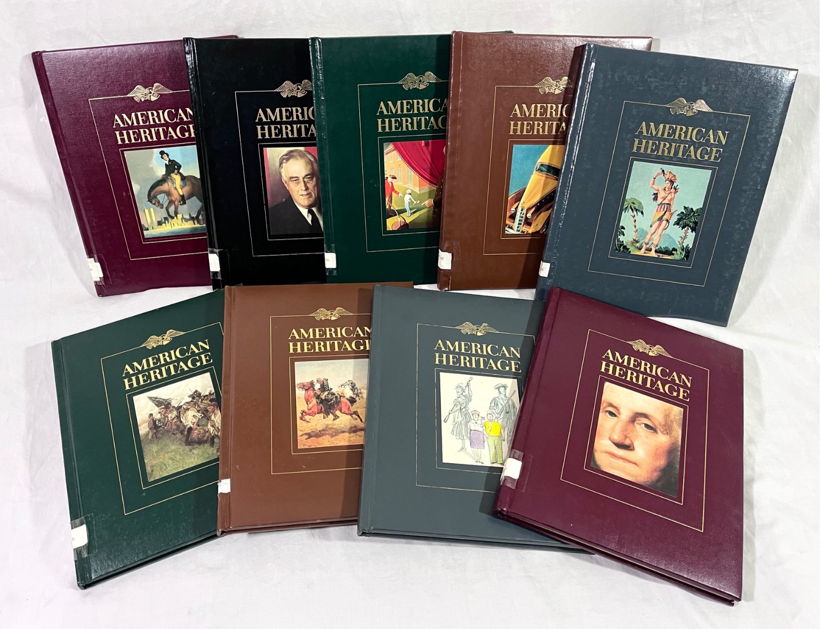 Lot of 9 American Heritage Magazine Leather Bound Collectors 1980-82 Ex-Library