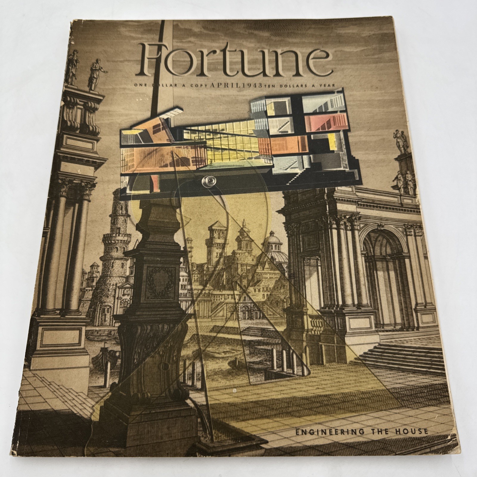 Vintage Fortune Magazine April 1943 WWII Herbert Bayer Cover WITH Supplement