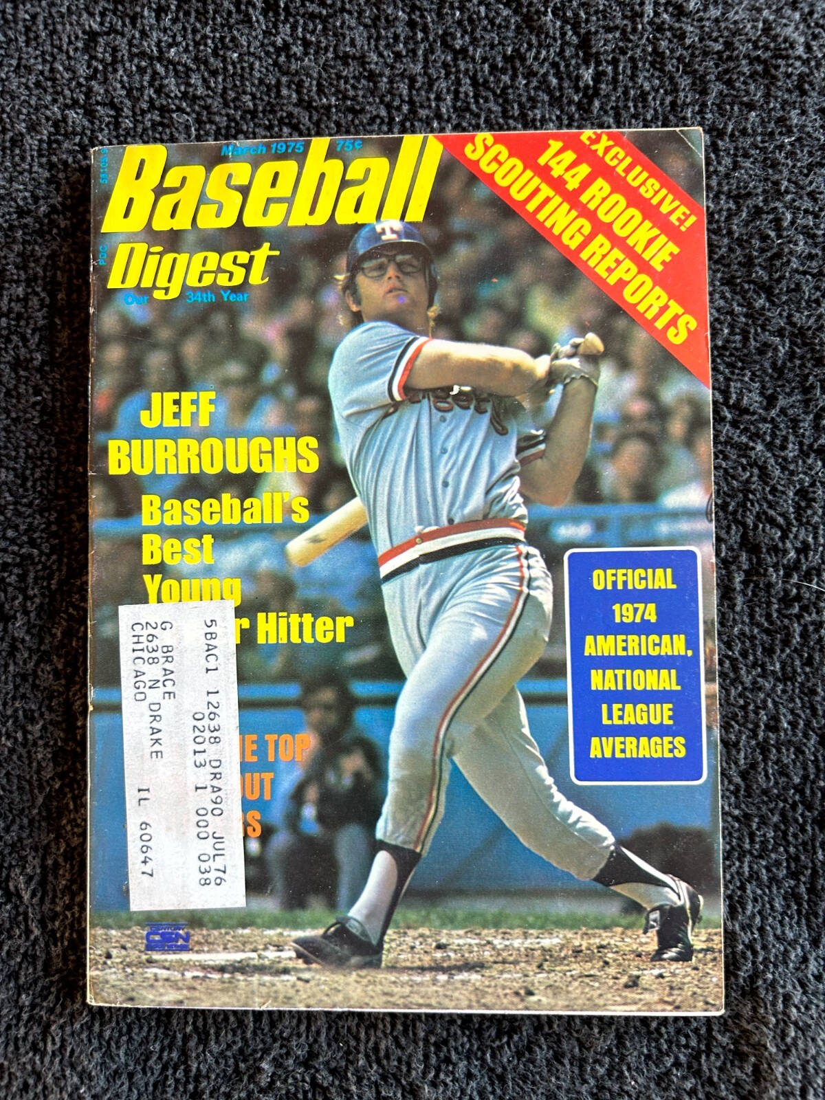 Baseball Digest Jeff Burroughs RANGERS March 1975 MID GRADE M323