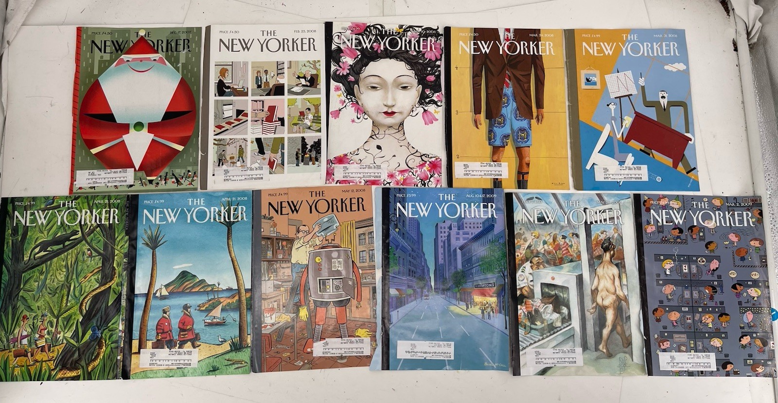 NEW YORKER MAGAZINE FRONT COVER PAGES LOT OF 11 2007-2008