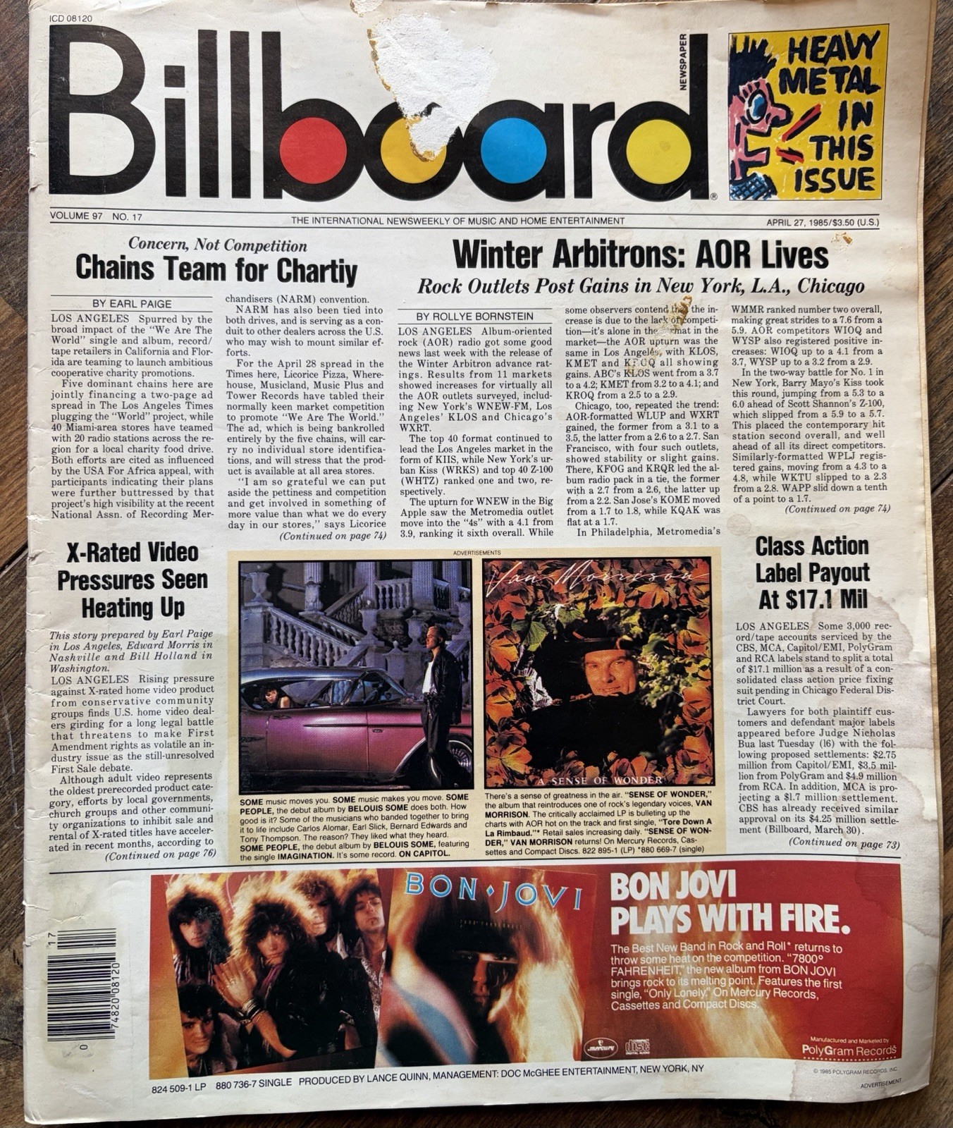 Billboard Magazine April 27 1985 Heavy Metal Issue VG Cond. Ratt Dio Scorpions