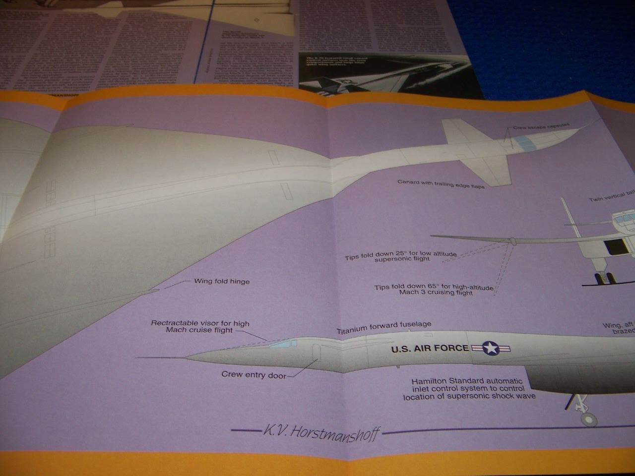 N.A. XB-70 VALKYRIE..HISTORY/4-PAGE POSTER/3-VIEWS/SPECS/HISTORY (474QQ)