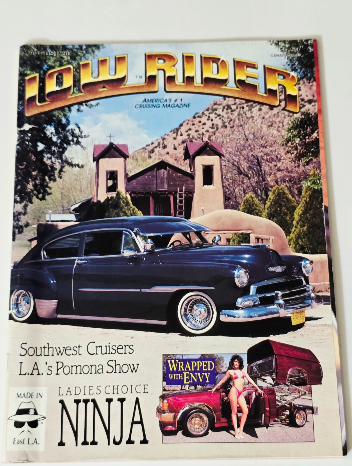 LOWRIDER MAGAZINE AUG 1990 CAR CULTURE STREET LATINO TRUCK VTG CHICANO ART ARTE