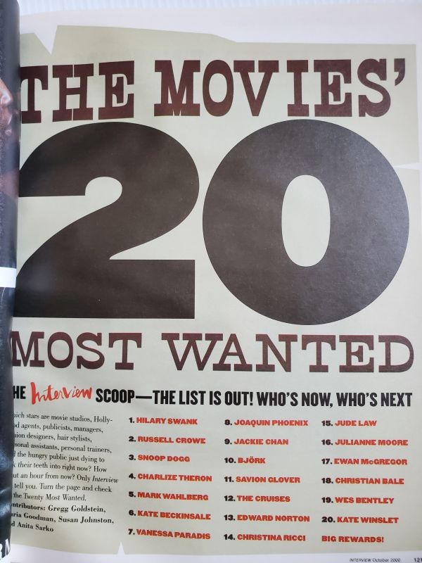 2000 Interview magazine Colin Farrell AALIYAH Farrah Fawcett Left Eye Lisa Lopes