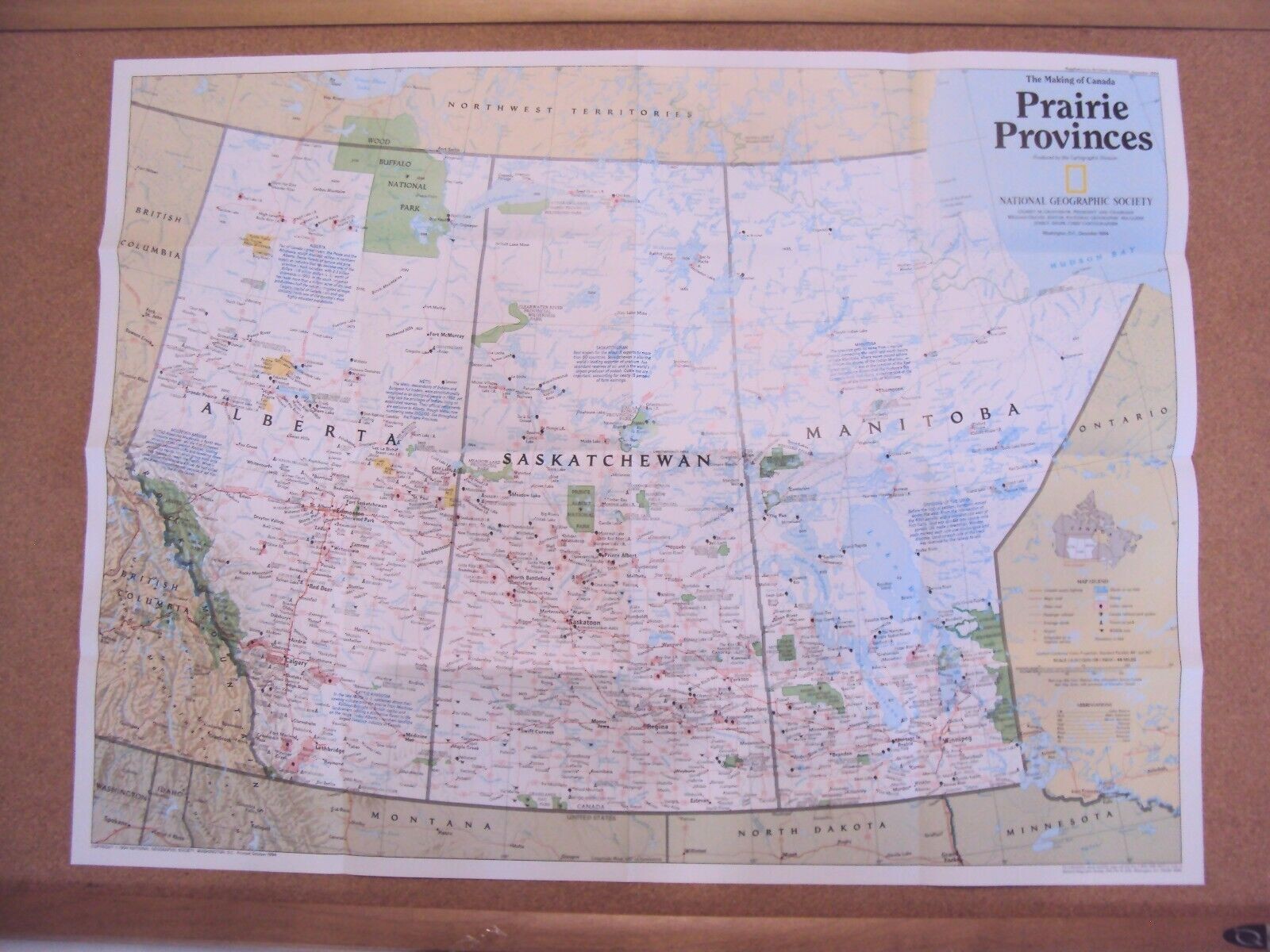 Vintage National Geographic December 1994 Map Prairie Provinces Making Of Canada