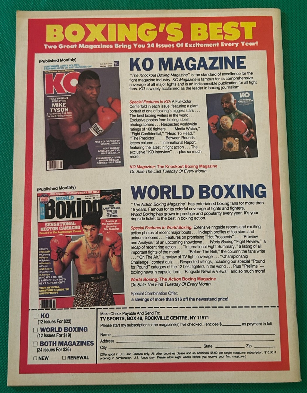 KO Knockout Boxing Magazine Hector Comacho Cover Tyson Duran November 1986