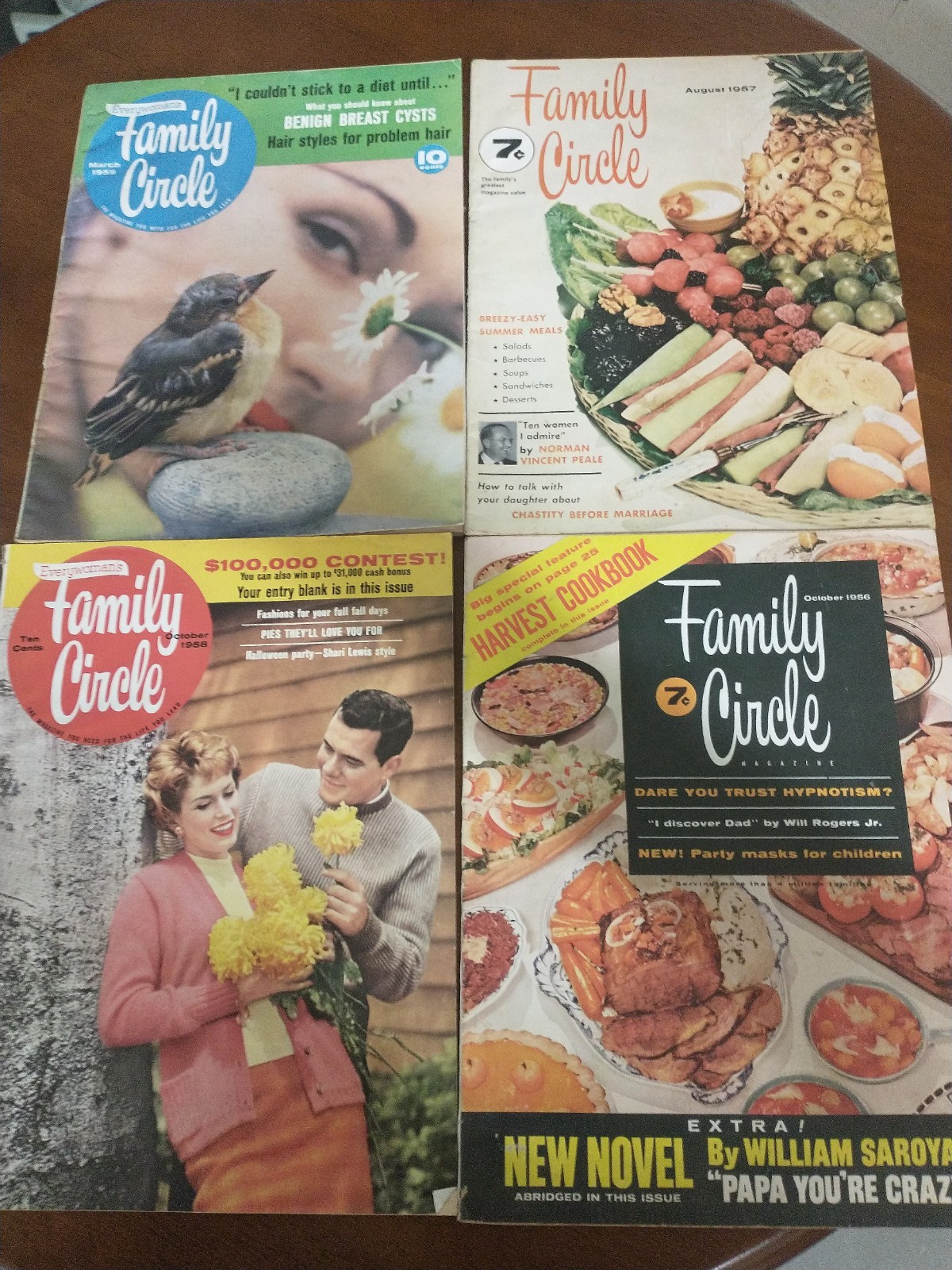 LOT OF 4 Family Circle Magazine 1957,1958,1959 W/HARVEST COOKBOOK