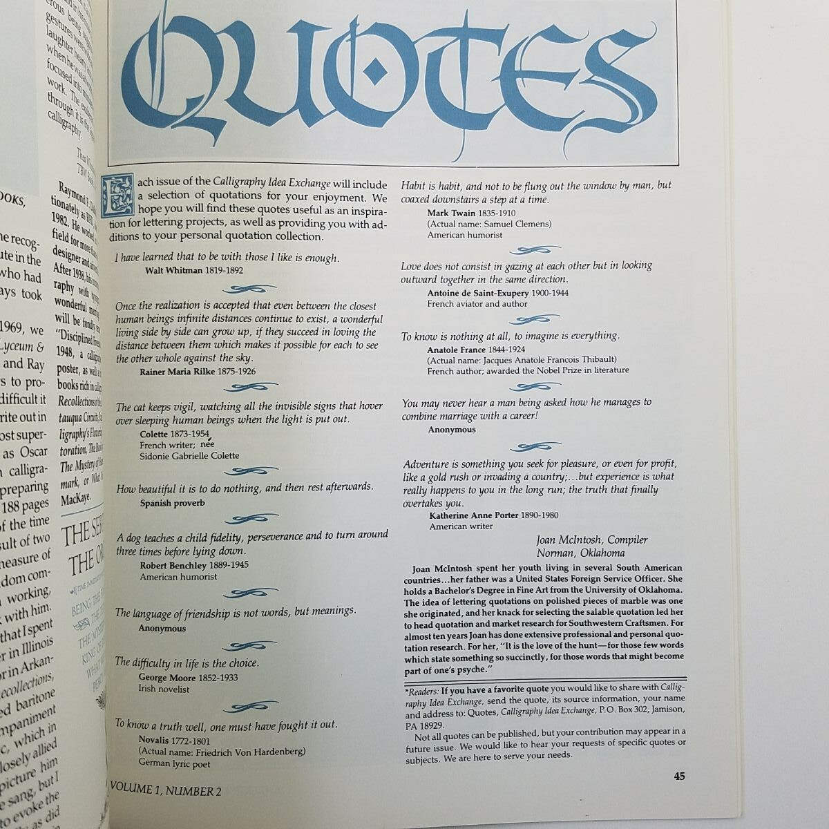 Calligraphy Idea Exchange Volume I Number 2 Calligraphy Magazine