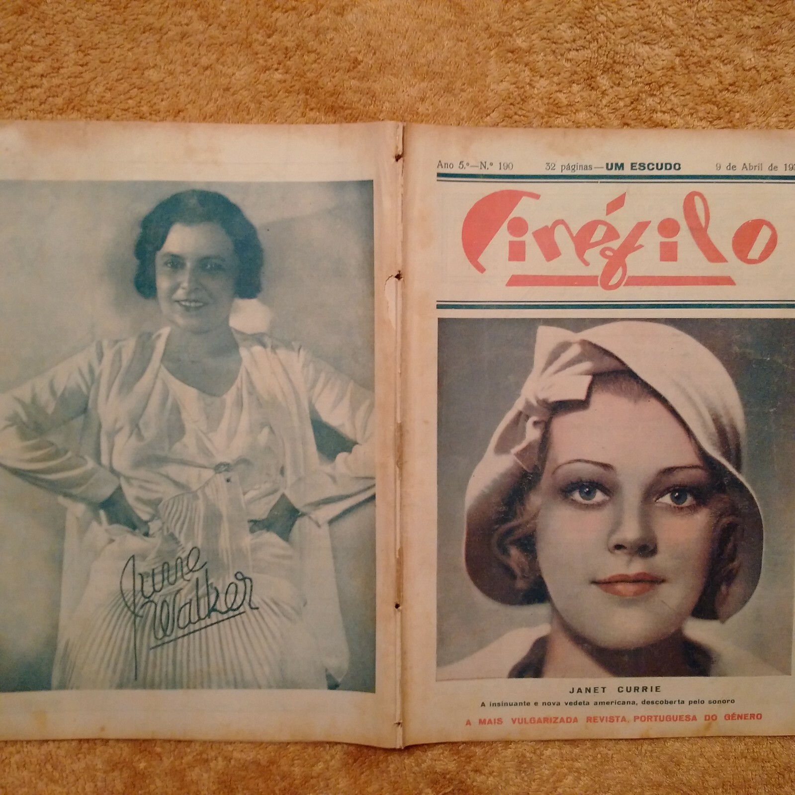 JANET CURRIE Cover 1932 June WALKER Mary DUNCAN Jean HARLOW CHAPLIN O. FLORELLE