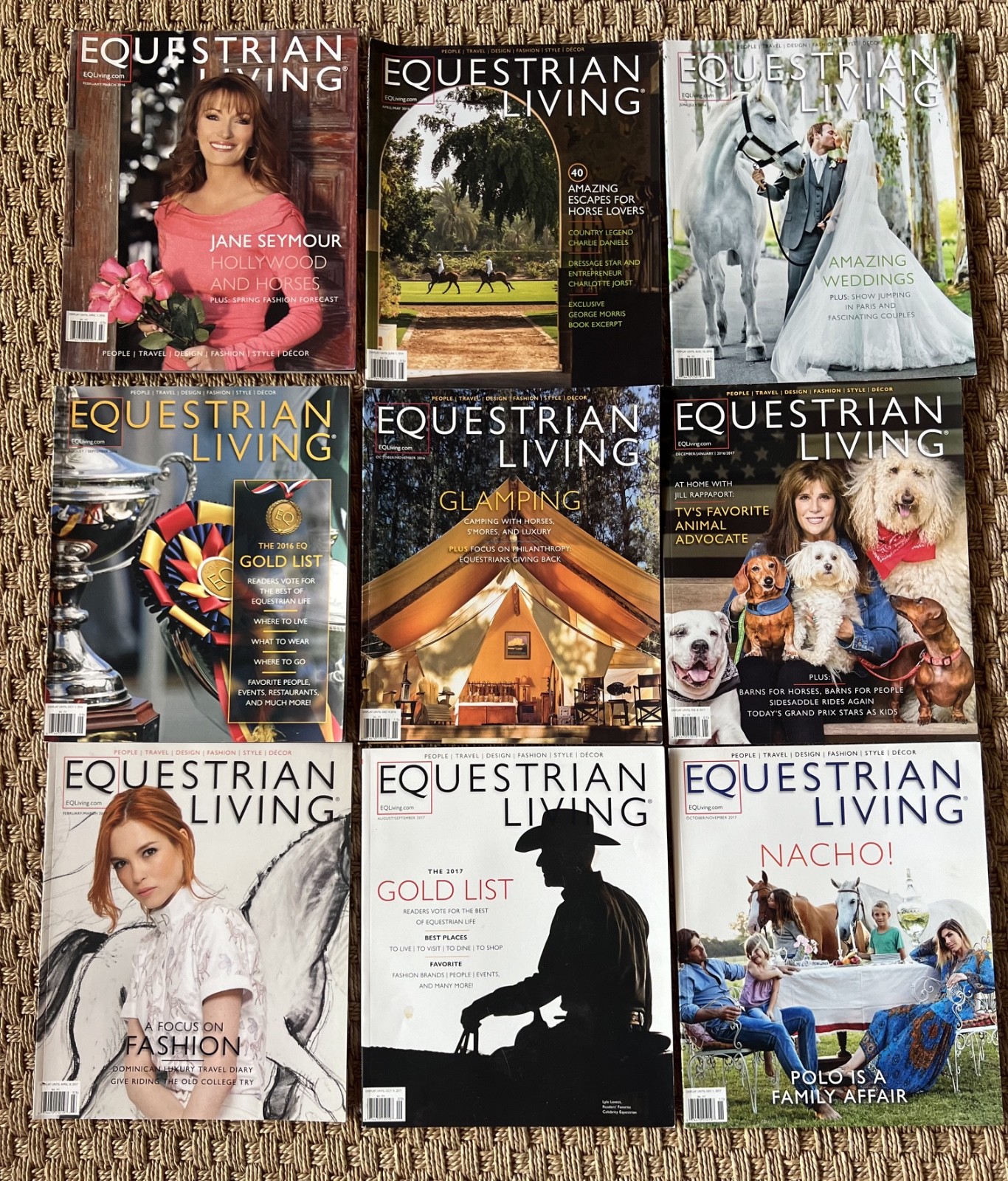 Lot of 9 EQUESTRIAN LIVING Magazines: 2016-17 issues Equestrian Lifestyle EQ