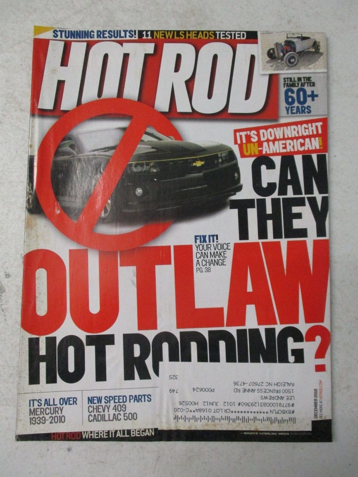 HOT ROD MAGAZINE DEC 2010 MERCURY CARS 1939-2010 CHEVY 409 CADILLAC 500 CAR AUTO