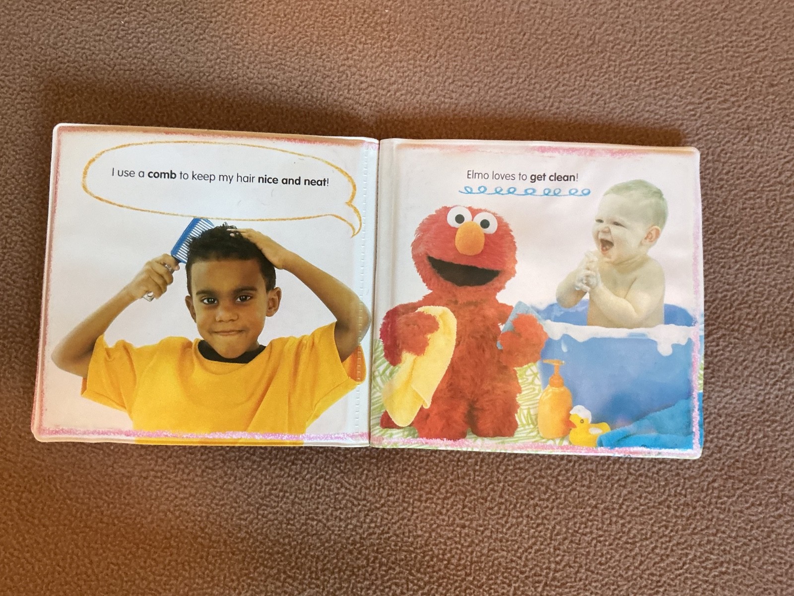 Rare Elmo’s World Let’s Get Clean Bath Time Bubble Book Bathrobe cover HTF