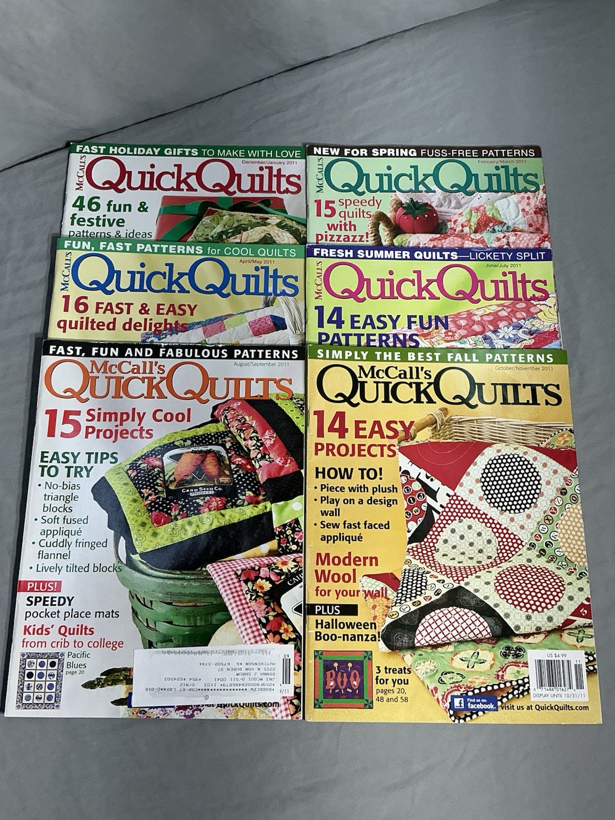 McCall’s Quick Quilts Magazine Complete Year 2011 6 Issues