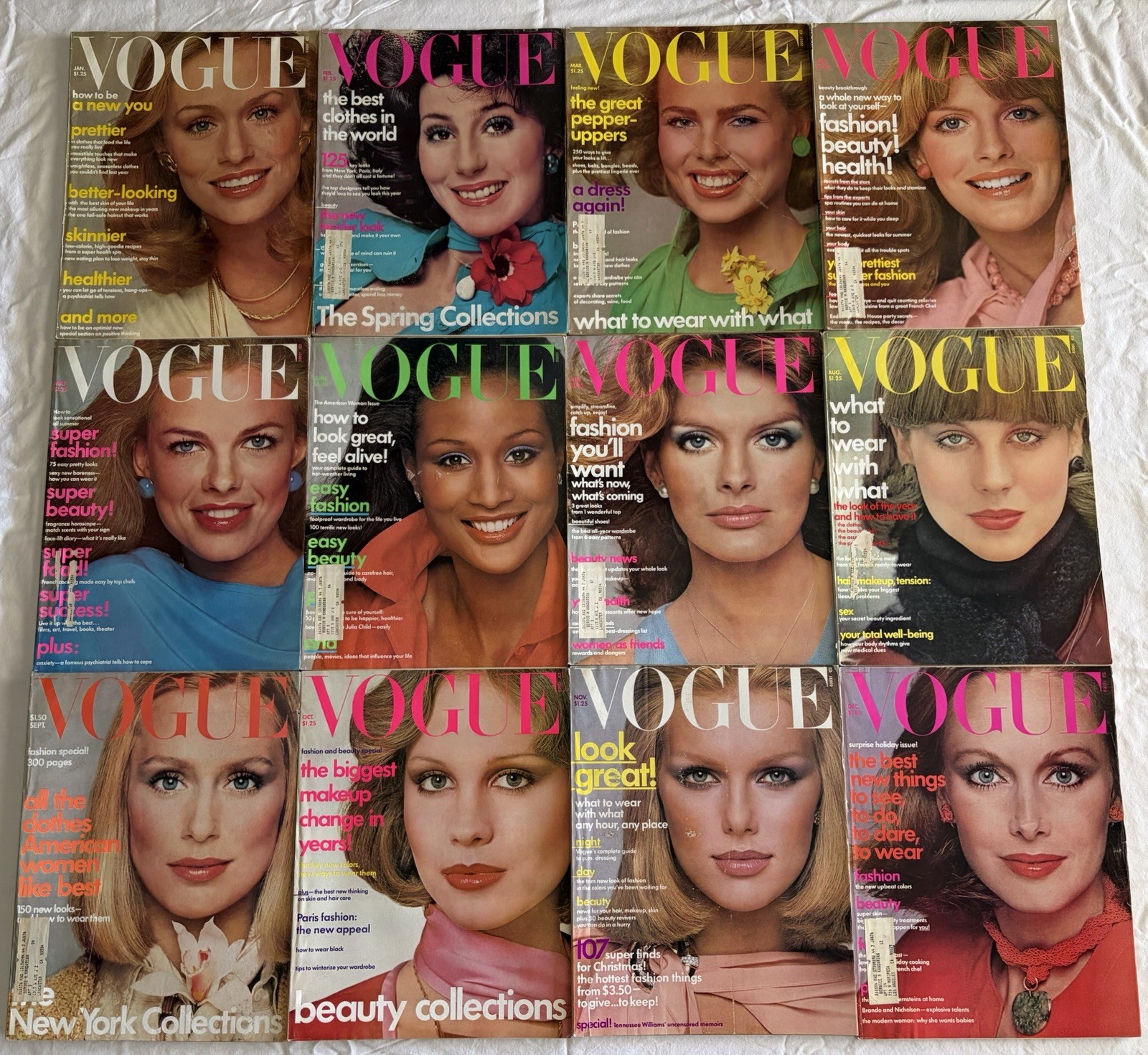 Vintage 1975 Vogue Magazine Lot Of 12 Complete Year!