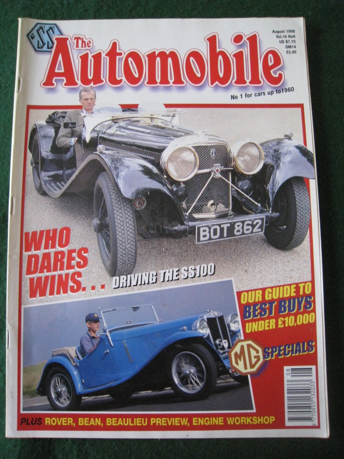 THE AUTOMOBILE MAGAZINE AUG 1998 SS100 MG SPECIALS ROVER BEAN BEAULIEU ENGINE WO