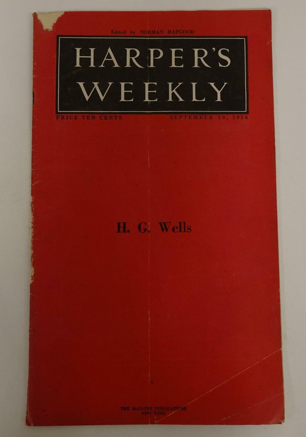 Harper’s Weekly H.G. Wells Liberal Fear Russia September 19 1914 Norman Hapgood