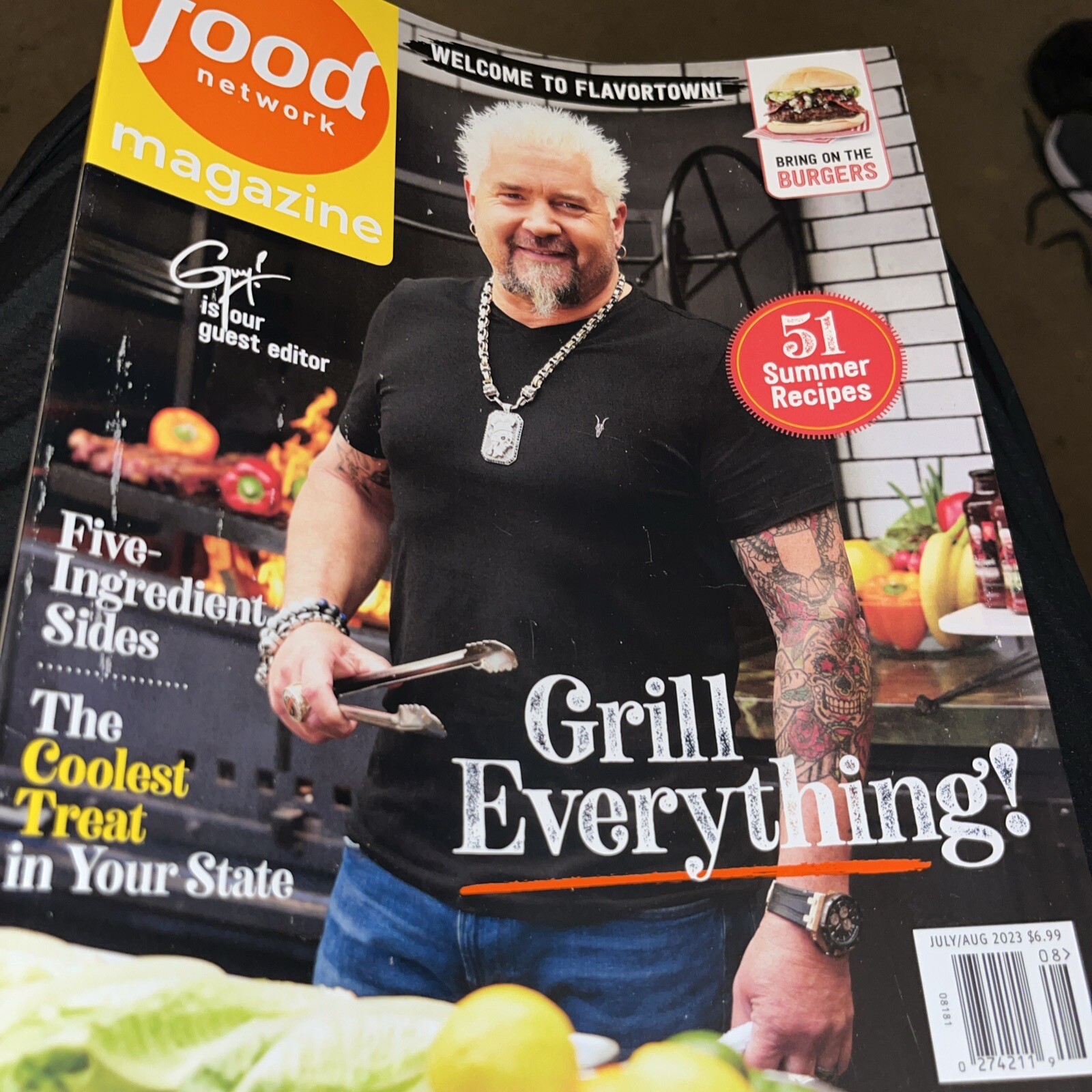 Food Network magazine July/August 2023 Guy Fieri 51 Summer Recipes. T-95