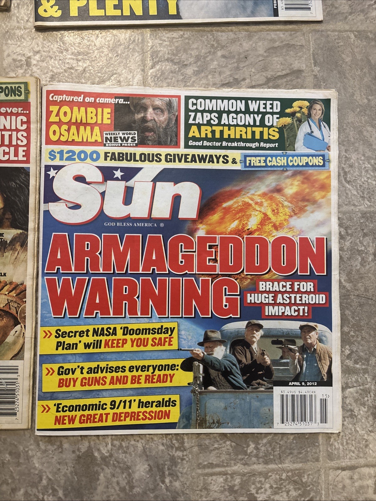 The Sun Tabloid Magazine Lot – 7 Issues –, Nostradamus, Prophecies & 2011/2012