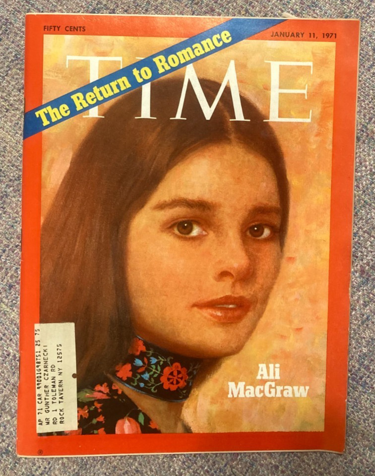 Ali MacGraw cover -TIME magazine Jan 1971 + Return to romance movies w/ photos