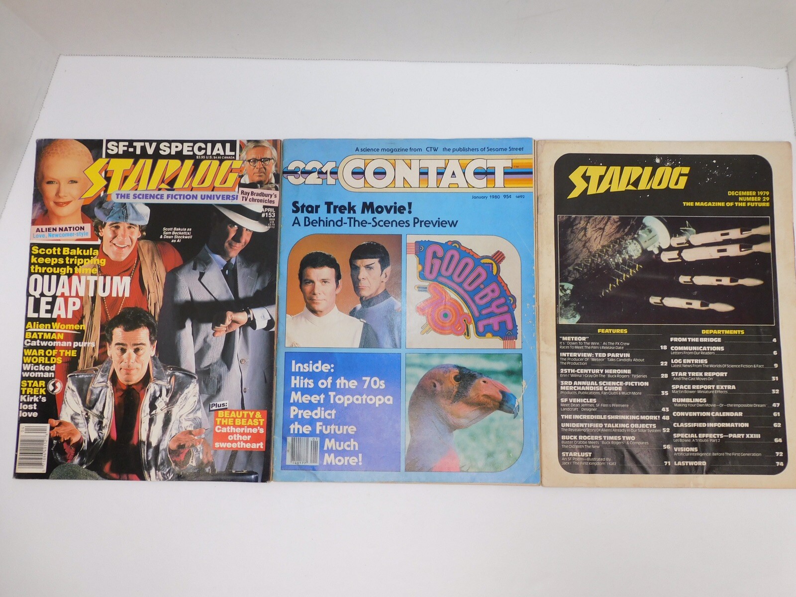 Lot Of 3 STARLOG / 3-2-1 CONTACT ‘79-80 Star Trek, Bradbury, Quantum Leap Sci Fi
