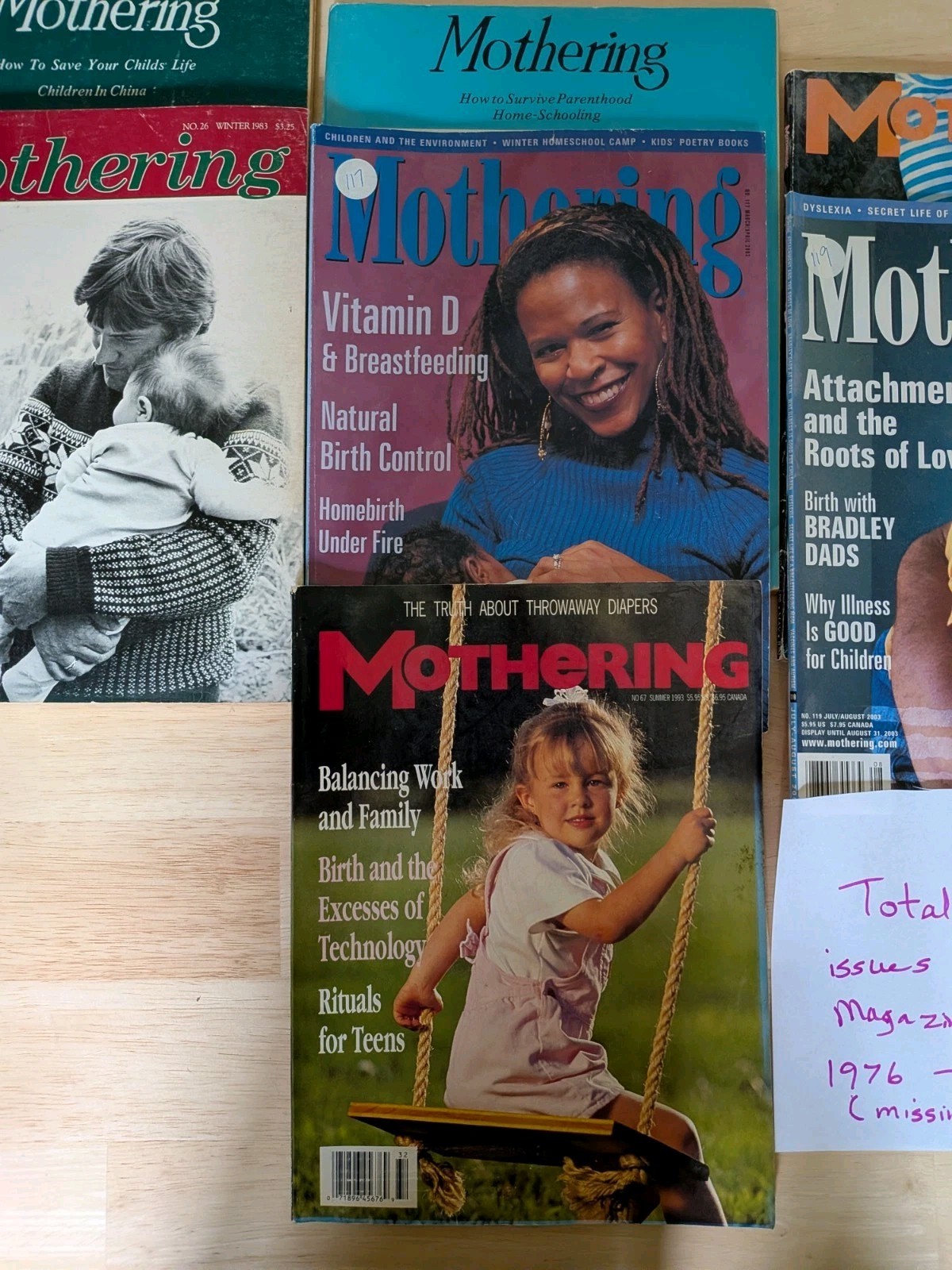 Mothering Magzine 146+ Issues Spring, Summer, Fall, Winter 1975-2011 Good Cond