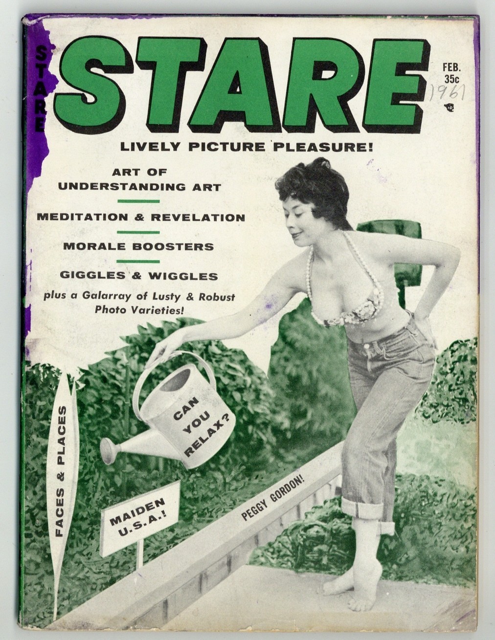 Stare 1958 Peggy Gordon, Sue Sorrell Pinup Humor Magazine Timely Features M39618